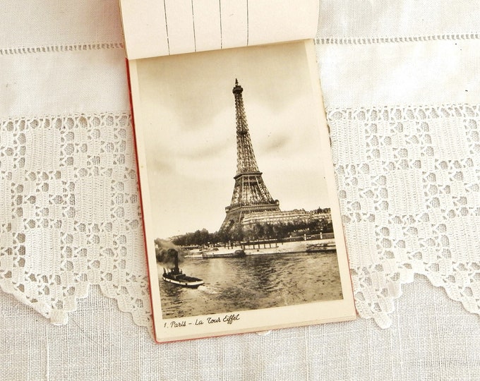 Vintage 1940s Booklet 20 Postcard of Parisian Monuments including the Eiffel Tower, Paris Souvenir, French Tourist Vacation France