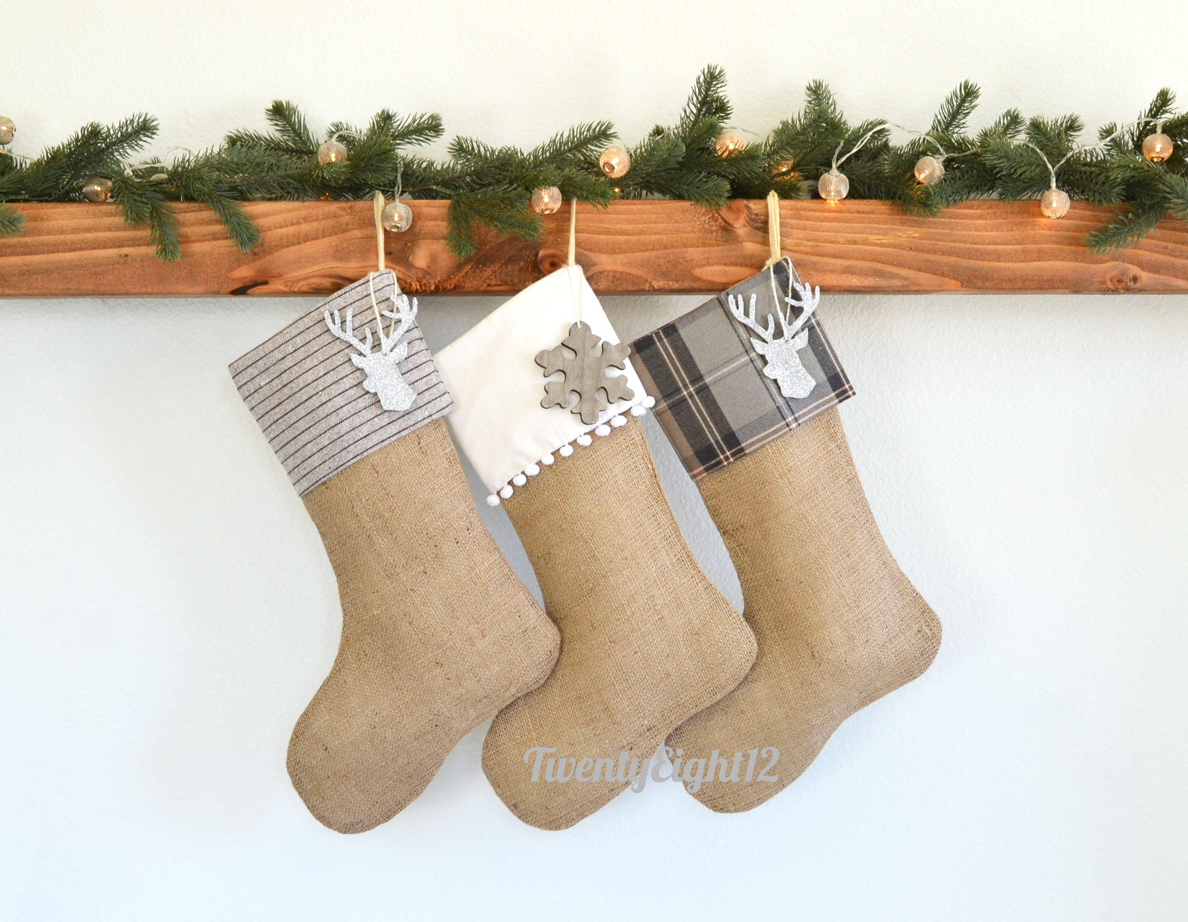 Personalized Family Christmas Stockings Gray Set of 3