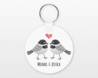 Chickadee Bird Keychain Couple Keychain Personalized Keychain Girlfriend Keychain Boyfriend Keychain Animal Keychain Key Chain Keyring