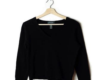 Ralph Lauren Black Cotton rib knitted top/minimal*