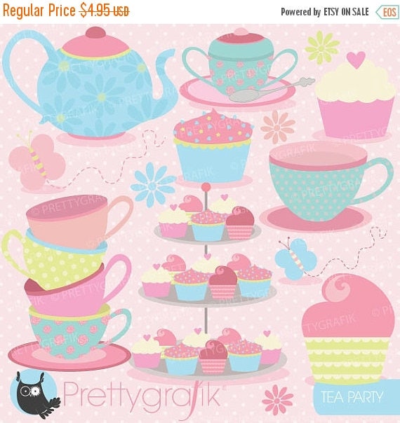 80% OFF SALE tea party clipart commercial use, vector graphics, digital clip art, digital images - CL512 Il_570xn