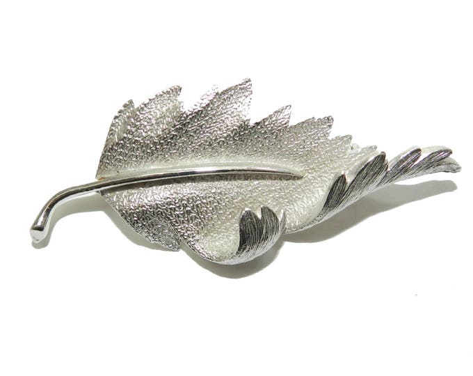 CORO Pegasus Brooch, Vintage Leaf BROOCH Pin, Large Silver Coro Pin, Coro Jewelry Jewellery, Mid Century, Gift for Her