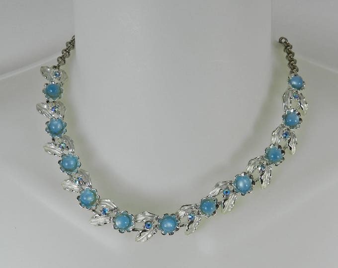 Antique JUDY LEE Blue Rhinestone Choker, Vintage Jewelry, Bridal Ball Prom Jewelry, Judy Lee Necklace, Adjustable Rhinestone Necklace