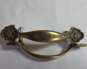 Set of 6 Vintage Brass Drawer Handles Pulls Flowers
