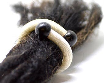 Dreadlocks Hair Tie Holder Adjustable Bracelet Grey & White