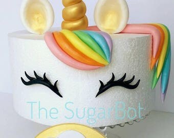 Unicorn Cake, edible decorations for 7" or 8" Round Cake, Rainbow, Glitter, Birthday, Babyshower, Cupcake