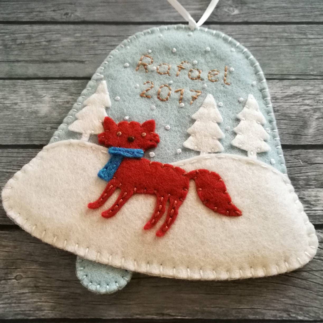 Personalized Christmas ornament Wool Felt Bell ornament