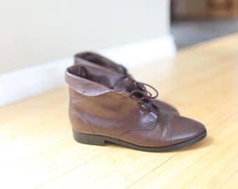 Women Vintage Genuine Leather Spliced Ankle Boots 2