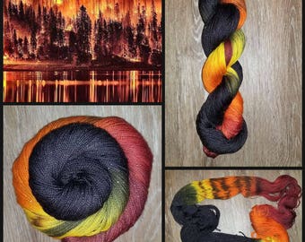 Out of the Ashes - Variegated Yarn - Hand Dyed- SW Merino / Nylon/ Sparkle- fingering weight 438 yards 100g indie dyed knitting sock yarn
