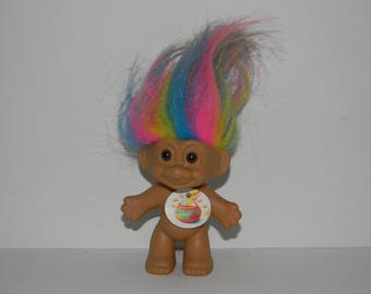 Vintage Russ Rainbow Hair Troll Doll 4"