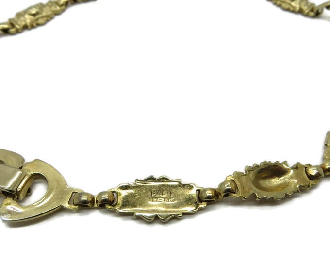 Golden Link Necklace - Vintage Karu Arke Necklace, Gold Tone Scrolled Necklace, Gift for Her