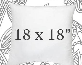 SALE ENDS SOON Faux Down Pillow Insert, 18 x 18 Inch Pillow Form, Down Pillows, Throw Pillows, Soft Pillow Inserts