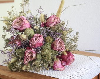 Dried Roses bouquet- Wedding Bouquet - Rustic Bouquets