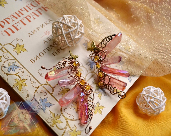 Ear cuffs "Autumn" | Wire ear cuff, crystals boho jewelry, elven ear cuffs, boho ear cuff, red crystals earrings, fairy ear cuffs