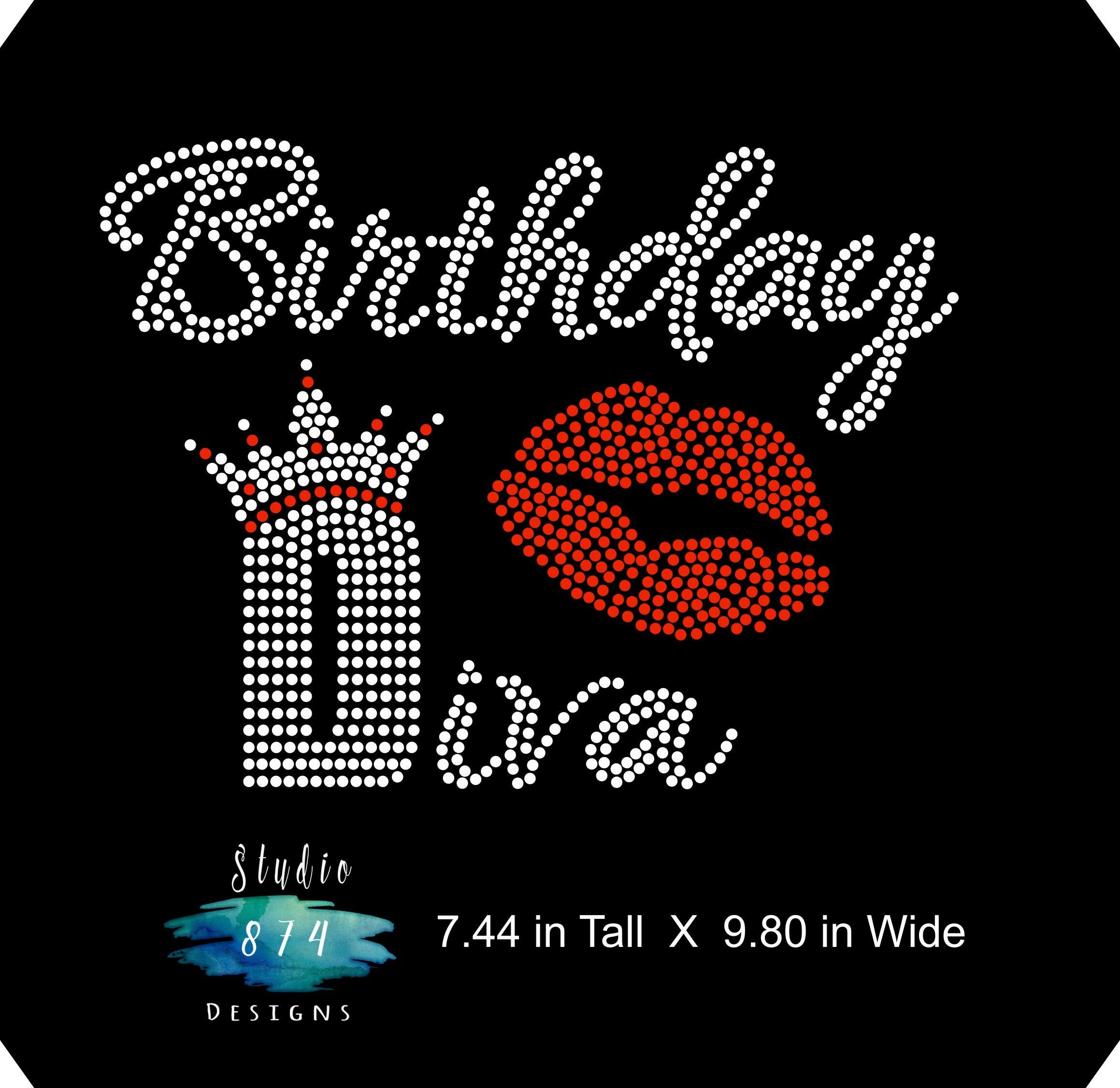 Birthday Diva Rhinestone Bling Iron On Transfer Applique