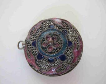 Chinese Export Silver & Enamel Cloisonne Pendant
