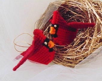 Christmas Cardinal, Red Bird Ornament, Holiday Tree Decoration, Bird Home Decor, Woodland Cardinal