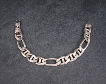Mens Italian Figaro Link Chain Necklace/Bracelet – 14K Gold Plated, 7mm 10mm 12mm