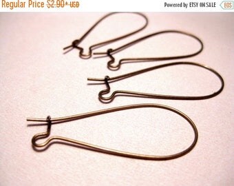 50% OFF Clearance Sale-- Antique Copper Kidney Ear wires 37mm (No.279)