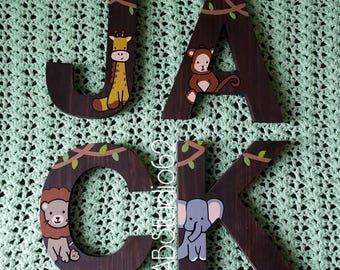 Wooden Letters for Nursery, Jungle Nursery Art, Jungle Nursery Decor, Safari Nursery Decor, Jungle Nursery Wall Letters, Safari Wall Art