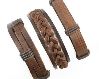 Men's Leather Bracelet Mens Bracelet Gifts Under 20 Boyfriend Gift For Dad Husband Gift Men's Gift Anniversary Gift for Him 3P-16