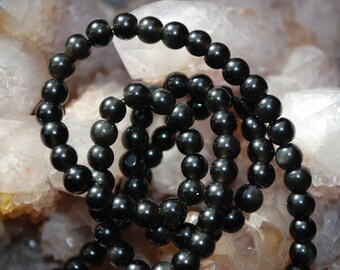 5 round 4mm black Obsidian beads