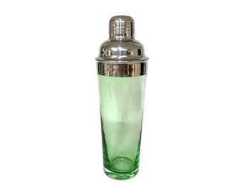Vintage Green Glass Cocktail Shaker