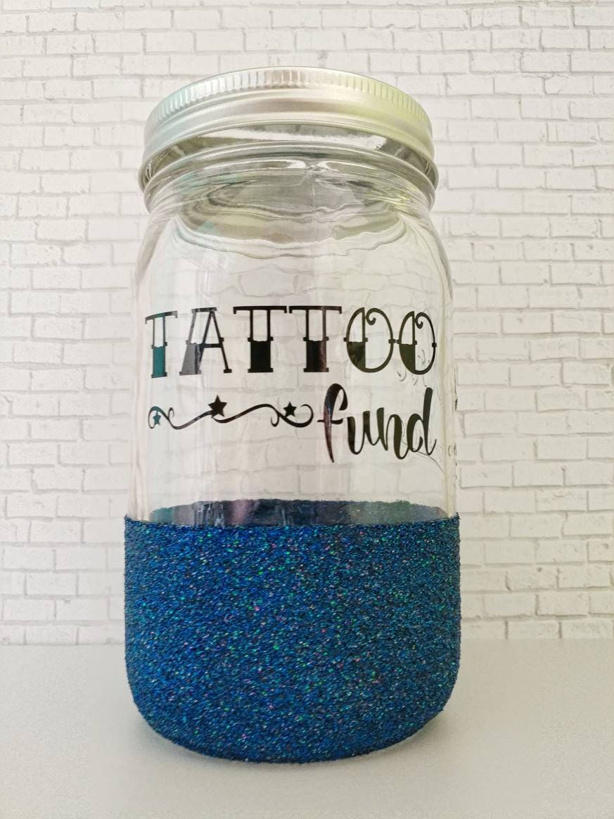 Money Jar // Glittered // Tattoo Fund