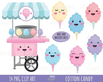 80% SALE cotton candy clipart, cotton candy printable, commercial use, candy clipart, instant download,kawaii clipart