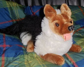 tri color corgi plush