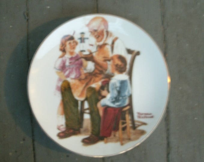 Norman Rockwell 6" Collectors Plate: "Four Beloved Classics"; The Toymaker, 1982, vintage, collector plate, miniature, Christmas gift