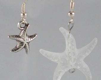 Boucles066 - Asymmetric earrings star fish