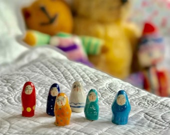 Ceramic Worry Dolls - Calico bag of six