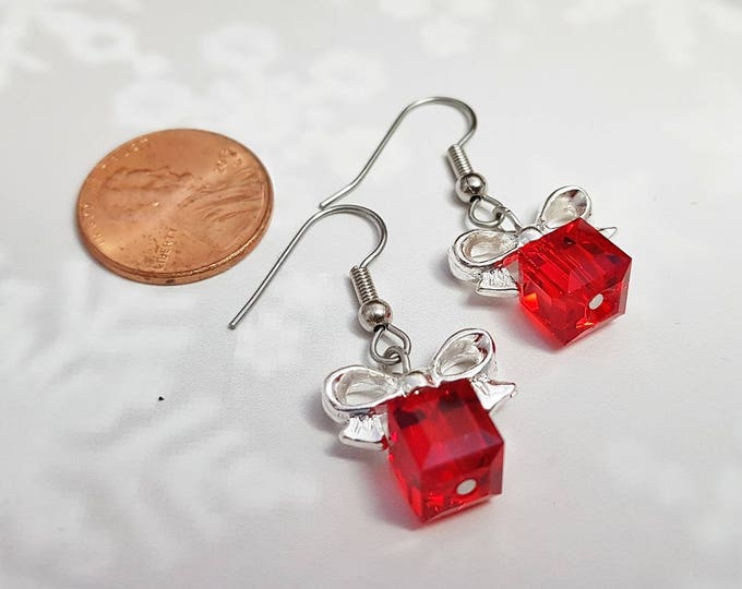 Xmas Gift Earrings ~ Dainty Crystal Gifts ~ 40th Anniversary Gift, Christmas Jewelry ~ July Birthstone, Wife Birthday Gift, Stocking Stuffer