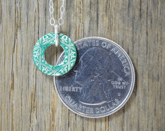 Moroccan Coin Necklace, Green Coin Necklace, Coin Art, Morocco, Silver Coin, Moroccan Art, Boho Necklace, Two-Sided, Coin Charm, Charm