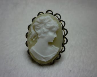 Bague Camée ovale écru & blanc