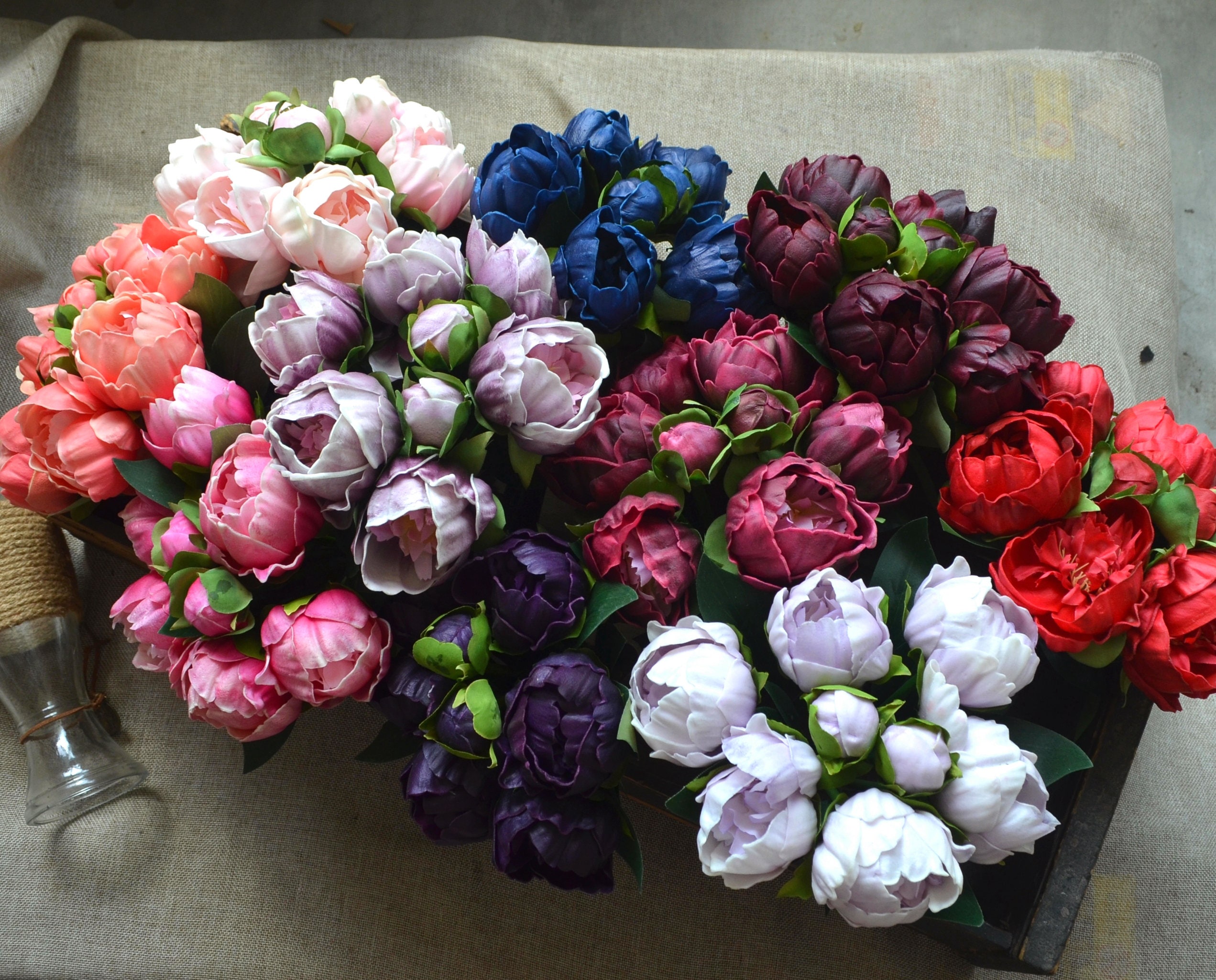 Real Touch Peonies Blush Pink White Burgundy Peonies For