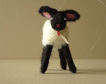 Needle Felted Animal Farm Decor | Handmade Sheep Rustic Ornament | Cute Little Lamb | Little Sheep | Animal Lover Sheep Lover Holiday Decor