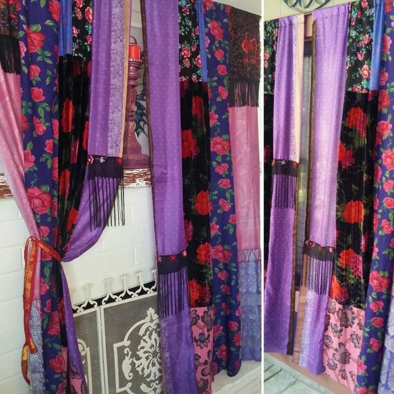Boho Curtains Boho Velvet Fringe Boudoir Panels Bohemian Decor