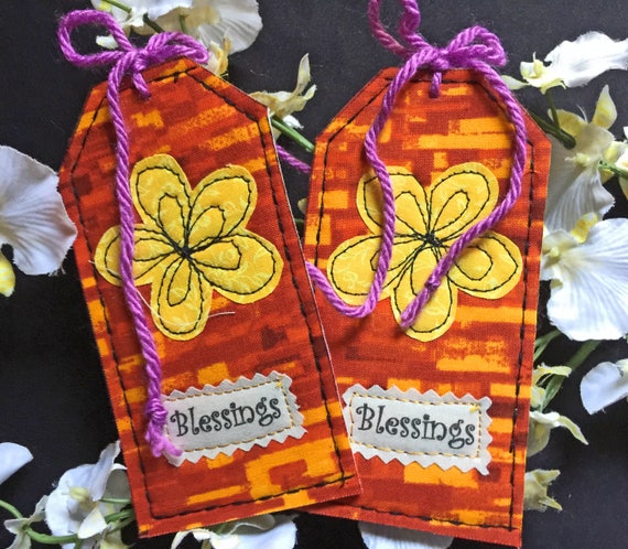 2 Quilted Gift Tags Fabric Gift Tags Fabric Labels Gift