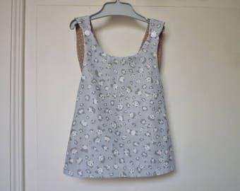 Baby top - tunic cross in the back - reversible - pandas and polka dots