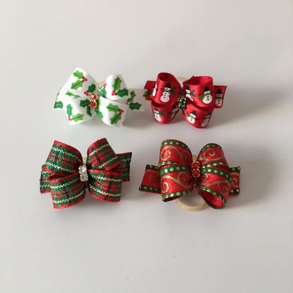 Holiday Dog hair Bows Christmas dog hair bows hair bow for