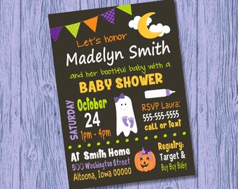 Custom Halloween Baby Shower Invitation Girl