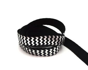 Flat black Chevron elastic 15 mm
