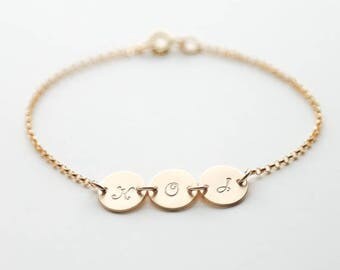 Tiny Initial Bracelet / Custom Initial Bracelet / Monogram Bracelet Gold, Dilver, Rose Gold / Two Initial Bracelet / 3 Initial Bracelet