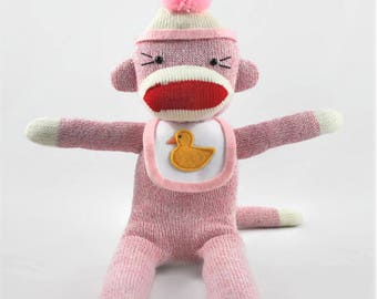 Sock Monkey nursery personalized baby gift little monkey