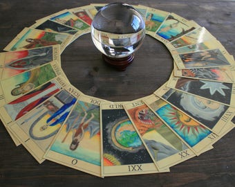 Tarot Card Deck 22 Major Arcana Cards. A6 sized Oracle card set in gift box. Danse Macabre Tarot. Pagan gift, Wicca, Satanic, Divination.