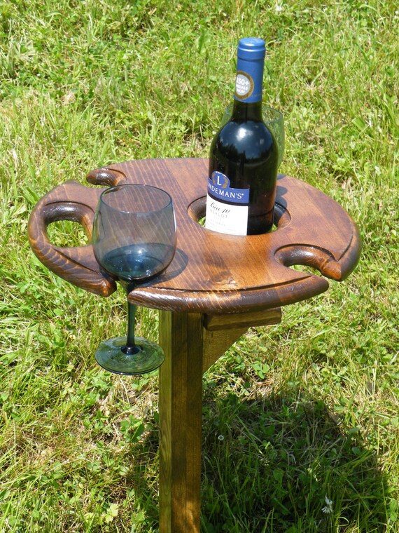 Outdoor wine table wine glass and bottle holder for 4