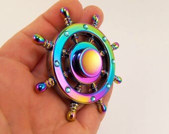 Ship wheel fidget spinner, metal fidget spinner, rainbow fidget spinner, nautical fidget spinners, finger spinner toy, gyro, giro, adhd toys