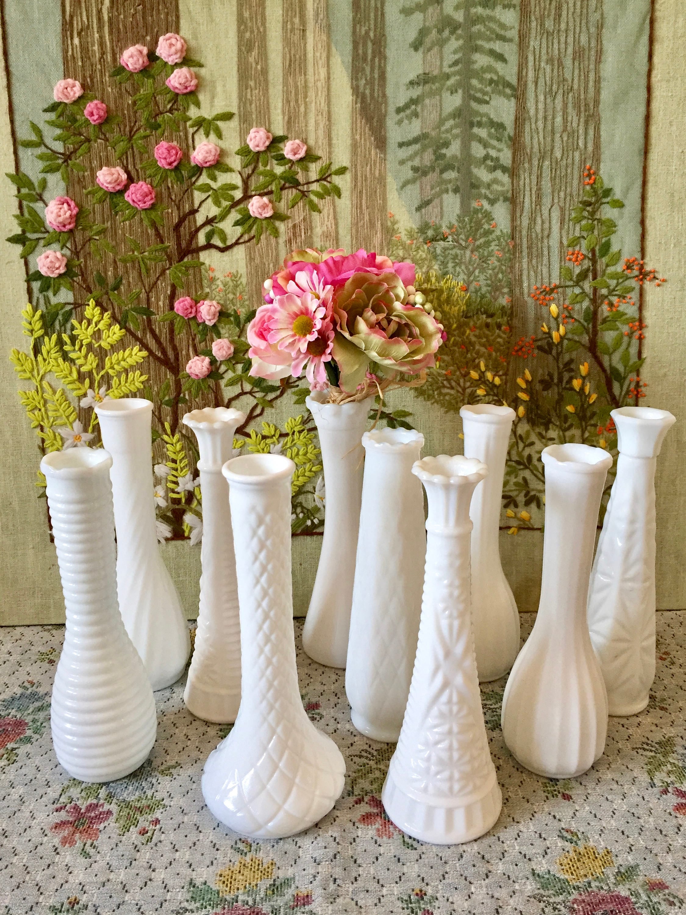 Milk Glass Vases Wedding Centerpiece Vases for Wedding Vases